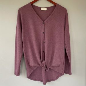 Ninexis waffle knit button up top